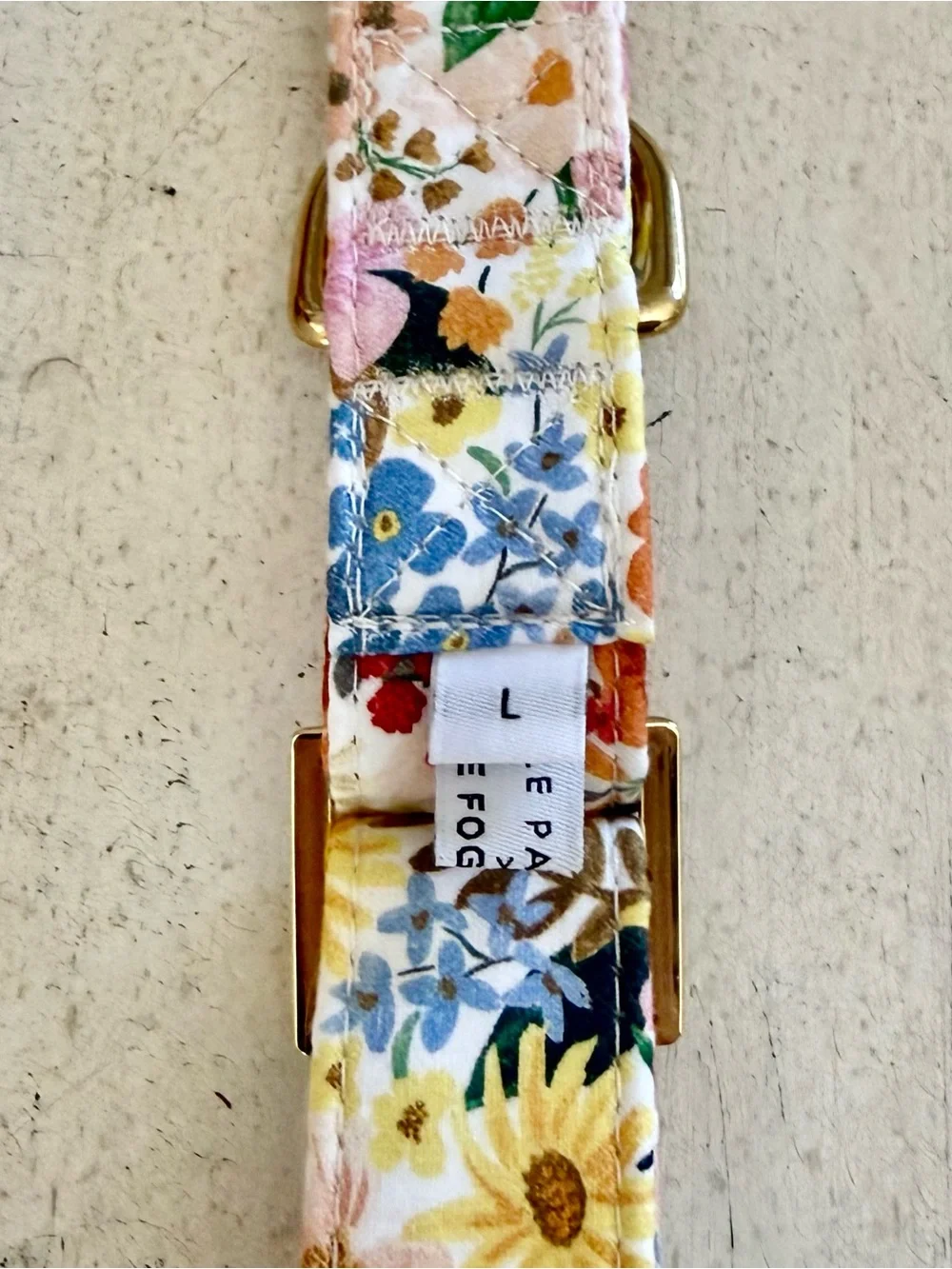 The Foggy Dog Floral Gold-Buckle Adjustable Dog Collar SizeL